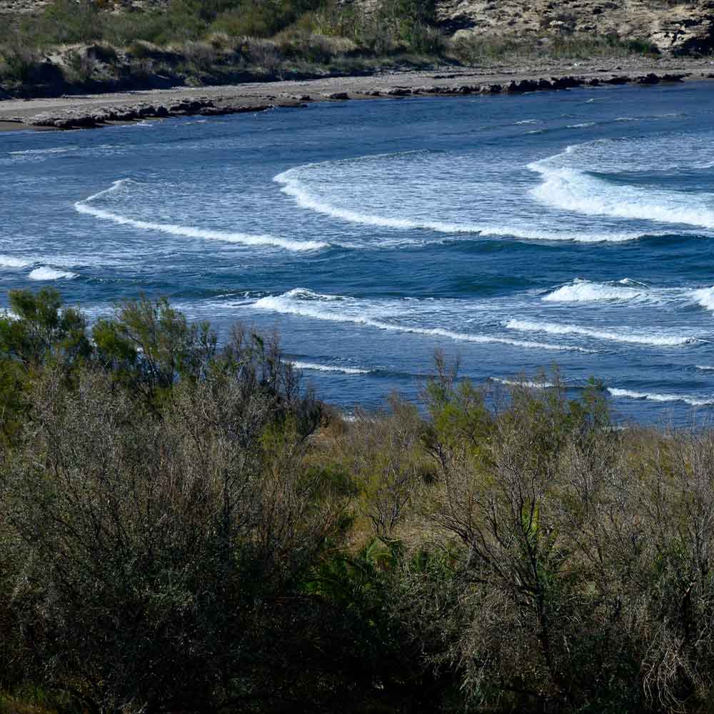 Κύματα στην ακτή κάτω από το κτήμα